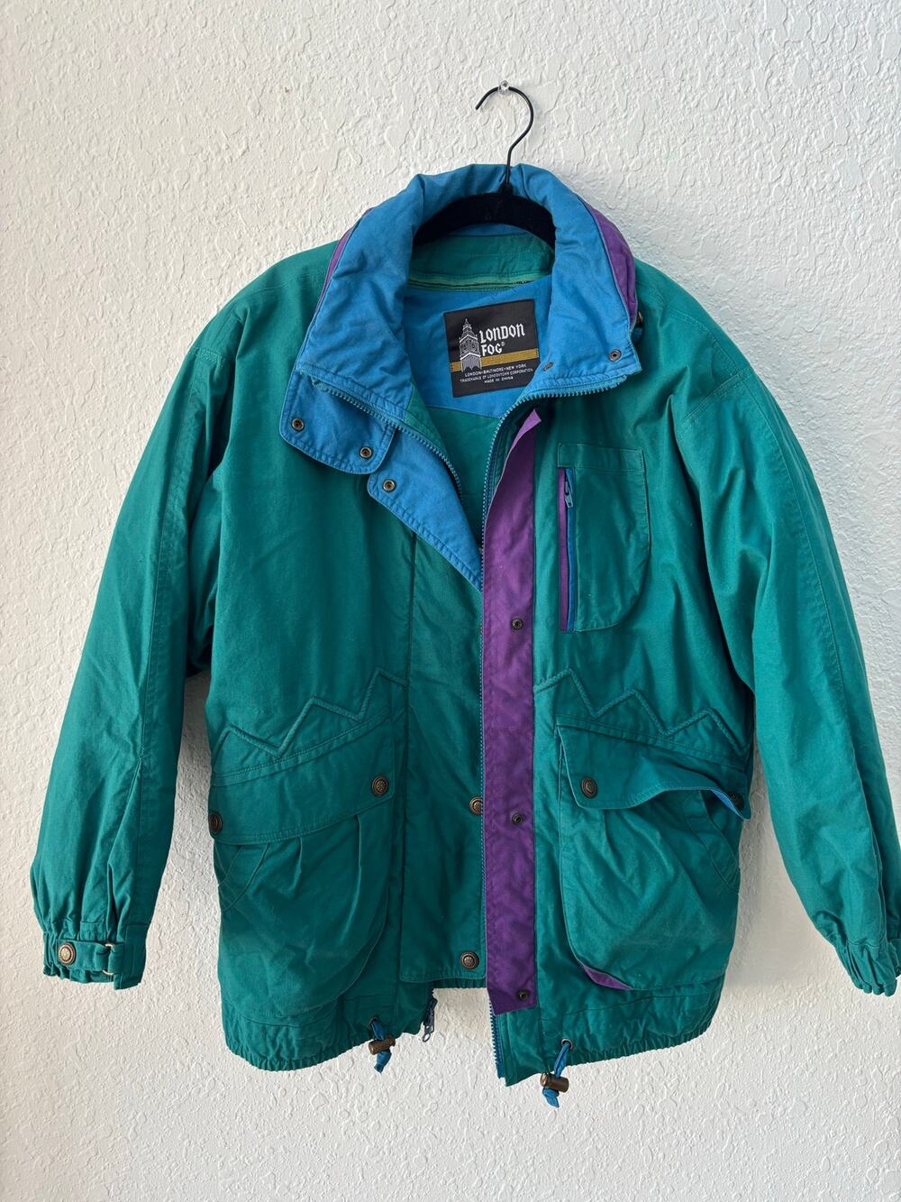 Vtg London Fog Ski Jacket 80s Layered Toggle Teal Thermal Small Regular $200